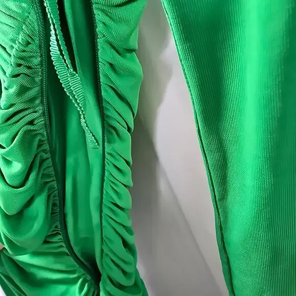 A.L.C Adeline Green Asymmetric Ruched Stretch Maxi Dress Size Medium